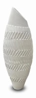 59" White Ribbed Stripe Ceramic Vase