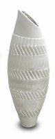 53" White Ribbed Stripe Ceramic Vase