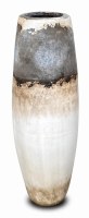 39" Blue Brown and White Ceramic Vase