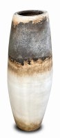 36" Blue Brown and White Ceramic Vase