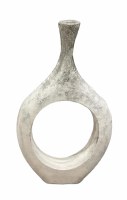37" Distressed White Ceramic Vase With Hole