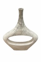 30" Distressed White Ceramic Vase With Hole