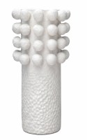 36" White Orb Rim Ceramic Vase