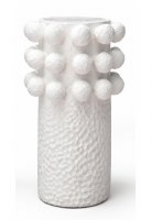 31" White Orb Rim Ceramic Vase