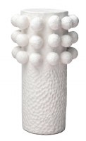 29" White Orb Rim Ceramic Vase
