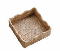 5" Sq Brown Faux Weave Beverage Napkin Holder