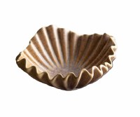 7" Round Beige Ruffle Ceramic Bowl