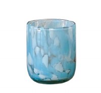 4" Blue and White Glass Votive