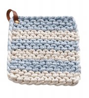 8" Sq Stripe Light Blue Potholder