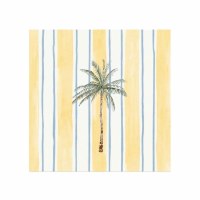 5" Sq Palm on Yellow Stripes Beverage Napkins