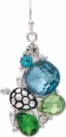 Silver Blue and Green Turtle Earrings