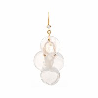 Gold White Capiz Dangle Earrings