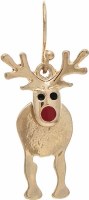 Gold Red Nose Deer Earrings