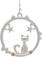Silver Cat & Stars Earrings