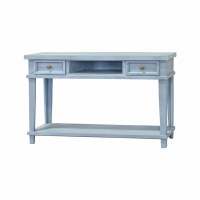 56" Blue Two Drawer One Shelf Console Table