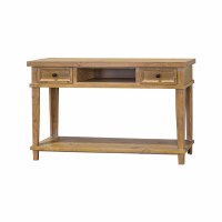 56" Whitewash Brown Two Drawer One Shelf Console Table