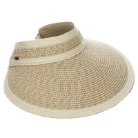 4" Brim White and Natural Stripe Hat