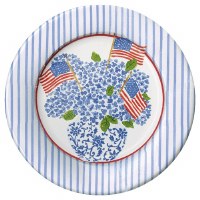 Pack of Eight 7" Round Flags & Hydrangea Paper Plates