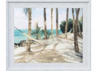 37" x 47" Hammock Palms Coastal Gel Textured Print in Distressed White Frame