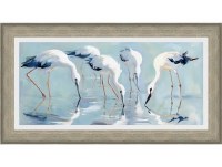 26" x 48" Four Shorebirds Coastal Gel Textured Print in a Natural Distressed Frame