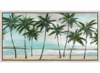 32" x 62" Eight Palms on Beach Coastal Framed Canvas