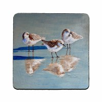 4" Sq Three Sanderlings Coaster