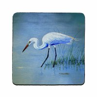 4" Sq Egret Hunting Coaster