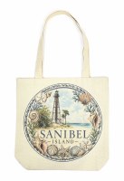 14" x 13" Sanibel Island Lighthouse Canvas Tote Bag