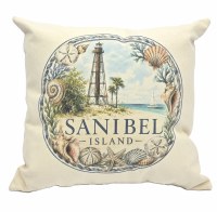 16" Sq Sanibel Island Lighthouse Decorative Pillow
