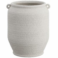 15" Cream Ceramic Pot With Small Handles