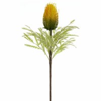 34" Faux Yellow Banksia Spray