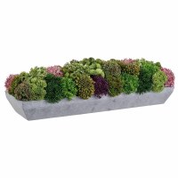 7" x 22" Faux Multicolor Succulents in a Gray Planter