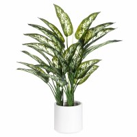28" Faux Variegated Dieffenbachia in a White Pot