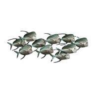 48" Blue Ten Look Down Fish School Metal Wall Art Plaque MM121B
