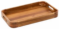 11" x 18" Brown Wood Handle Tray