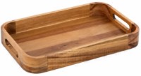 9" x 15" Brown Wood Handle Tray