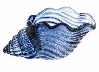 5" Blue Glass Whelk Shell Trinket Dish