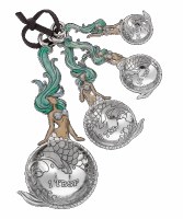 Set of Four Silver and Multicolor Mermaid Measuring Spoons