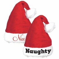 15" Naughty & Nice Novelty Santa Hat Set