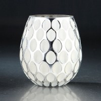 8.5" White Dots on Silver Glass Vase