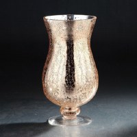 10.5" Rose Gold Crackle Hurricane Glass Candleholder