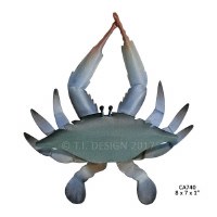 8" x 7" Single Blue Crab Coastal Metal Wall Art Plaque