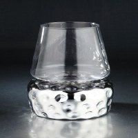 11" Glass Candleholder on Hammered Aluminum Base