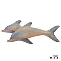 7" x 19" Double Dolphin Painted Wood Wall Plaque