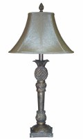 32" Distressed Gold Embossed Finish Pineapple Lamp