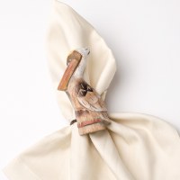 4" White Carved Wood Brown Pelican Napkin Ring 4" White Carved Wood Brown Pelican Napkin Ring