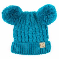 Cheveux Double Pom Beanie Teal KIDS-24TEAL