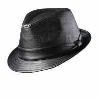 Dorfman Pacific Faux Leather Fedora Black Medium MC248 BLK M