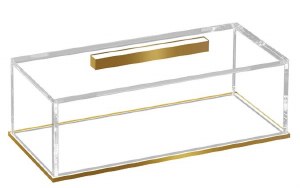 Lucite Rectangle Cake Log Holder Classic Design Gold 11.5"