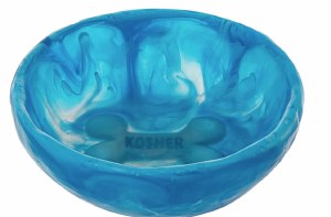 Translucent Dog Bowl Bone Design Blue 6.3"